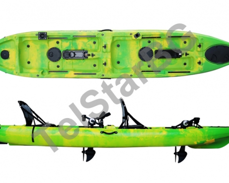 Професионален двуместен SIT-ON-TOP риболовен каяк с двойна педална система ROMANCE